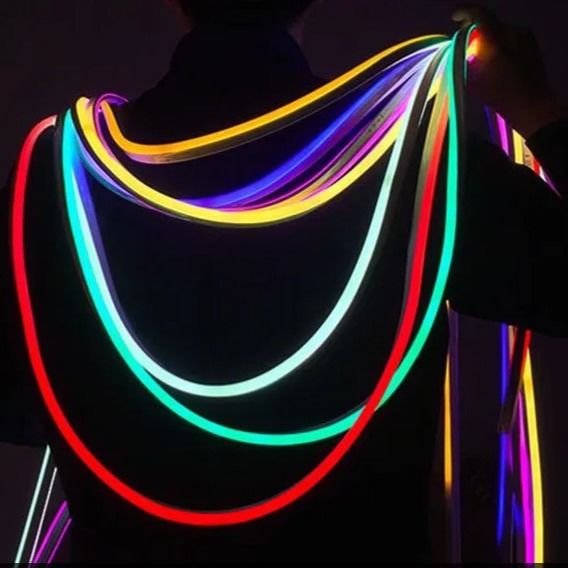 شريط نيون وردي أزرق LED ضوء 12V 24C RGB لينة سيليكون 16x16mm متغير اللون