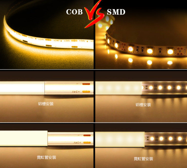 تغيير لون ذكي 24V COB RGBW LED Strip 10mm مقاوم للماء 2700K-6500K