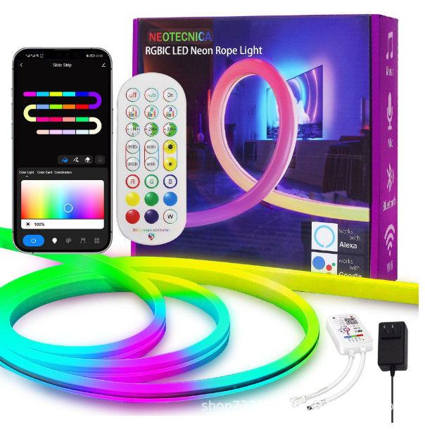 16.4ft RGB سيليكون نيون قطاع ضوء التحكم عن بعد تغيير لون ذكي